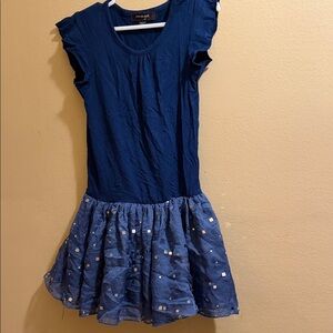 Imoga Navy Blue Tiered Sequin Accent Dress